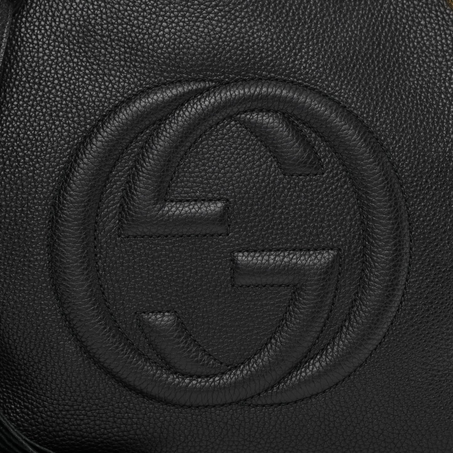 Pebbled Calfskin Medium Soho Chain Shoulder Bag Black