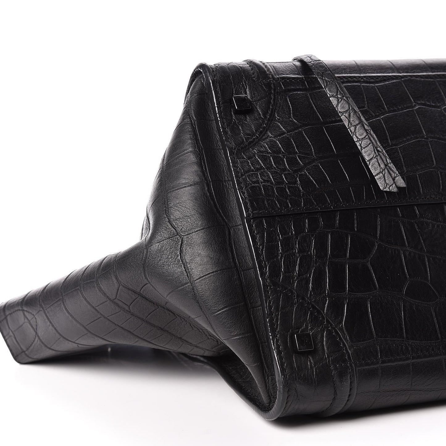 Crocodile Embossed Calfskin Medium Phantom Luggage Black