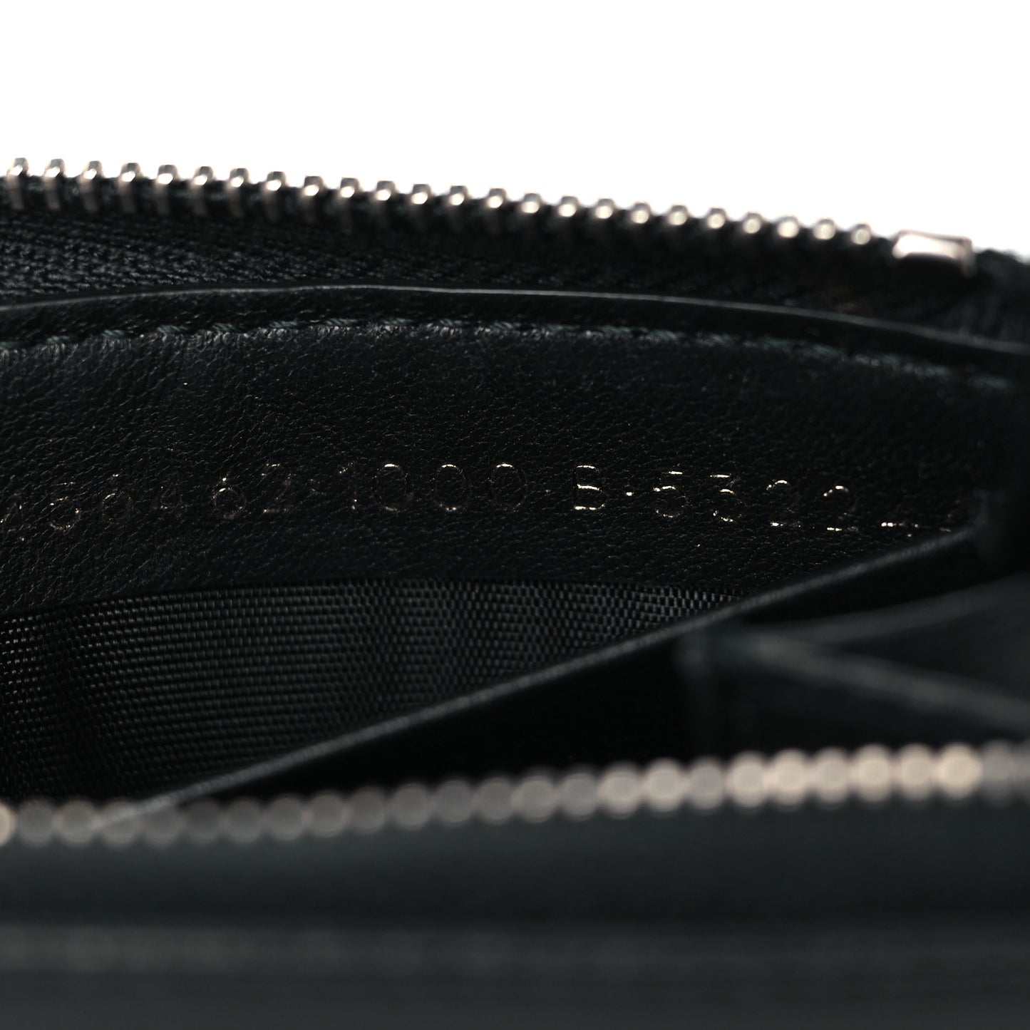 Calfskin Perforated Logo Zip Compact Wallet Black