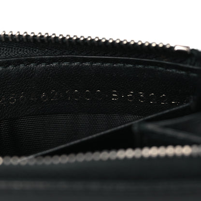 Balenciaga Calfskin Perforated Logo Zip Compact Wallet Black 7 of 9