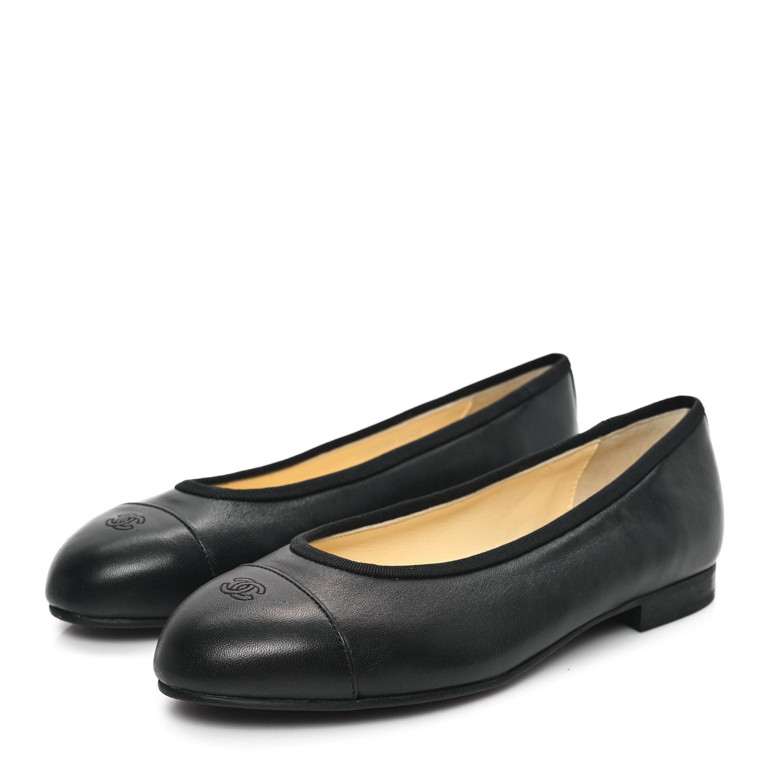 Chanel Lambskin Cap Toe CC Uniform Ballerina Flats 36.5 Black 3 of 10