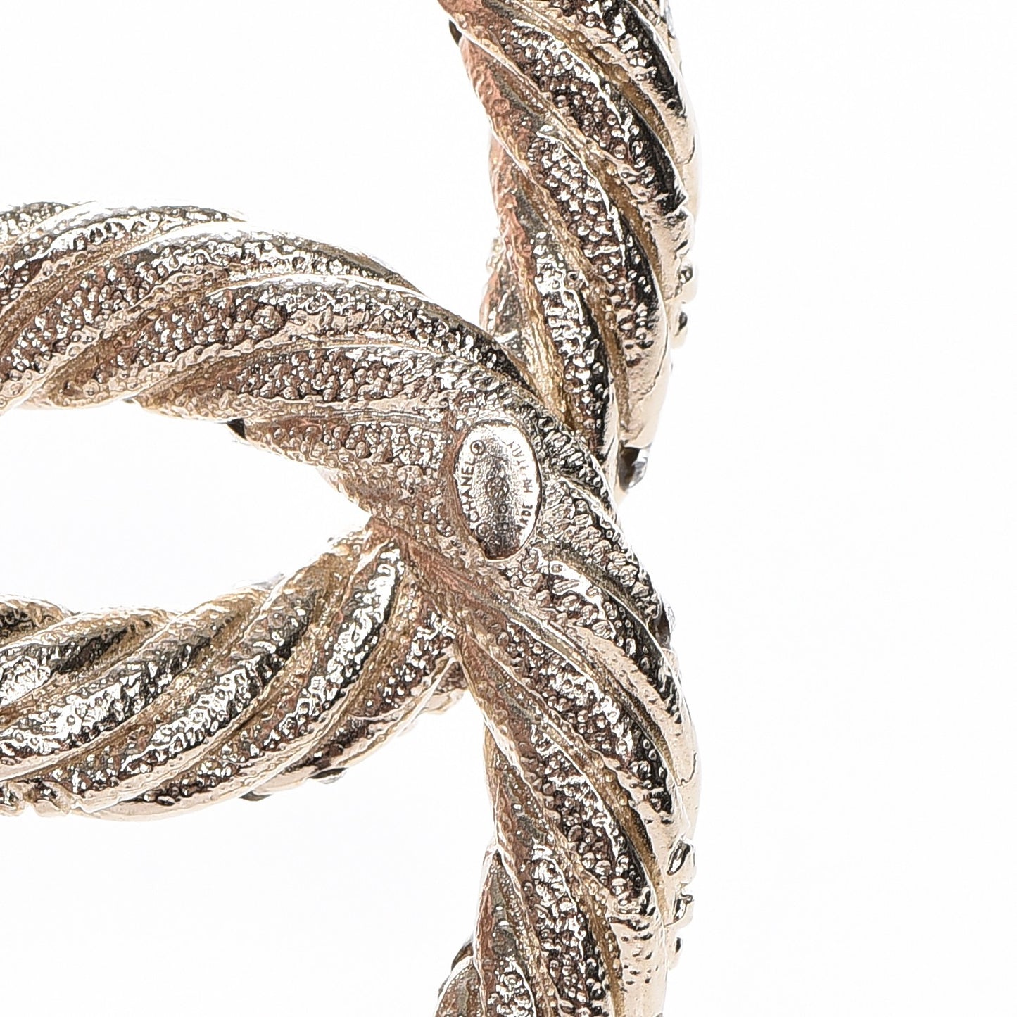 Crystal Twisted CC Brooch Light Gold