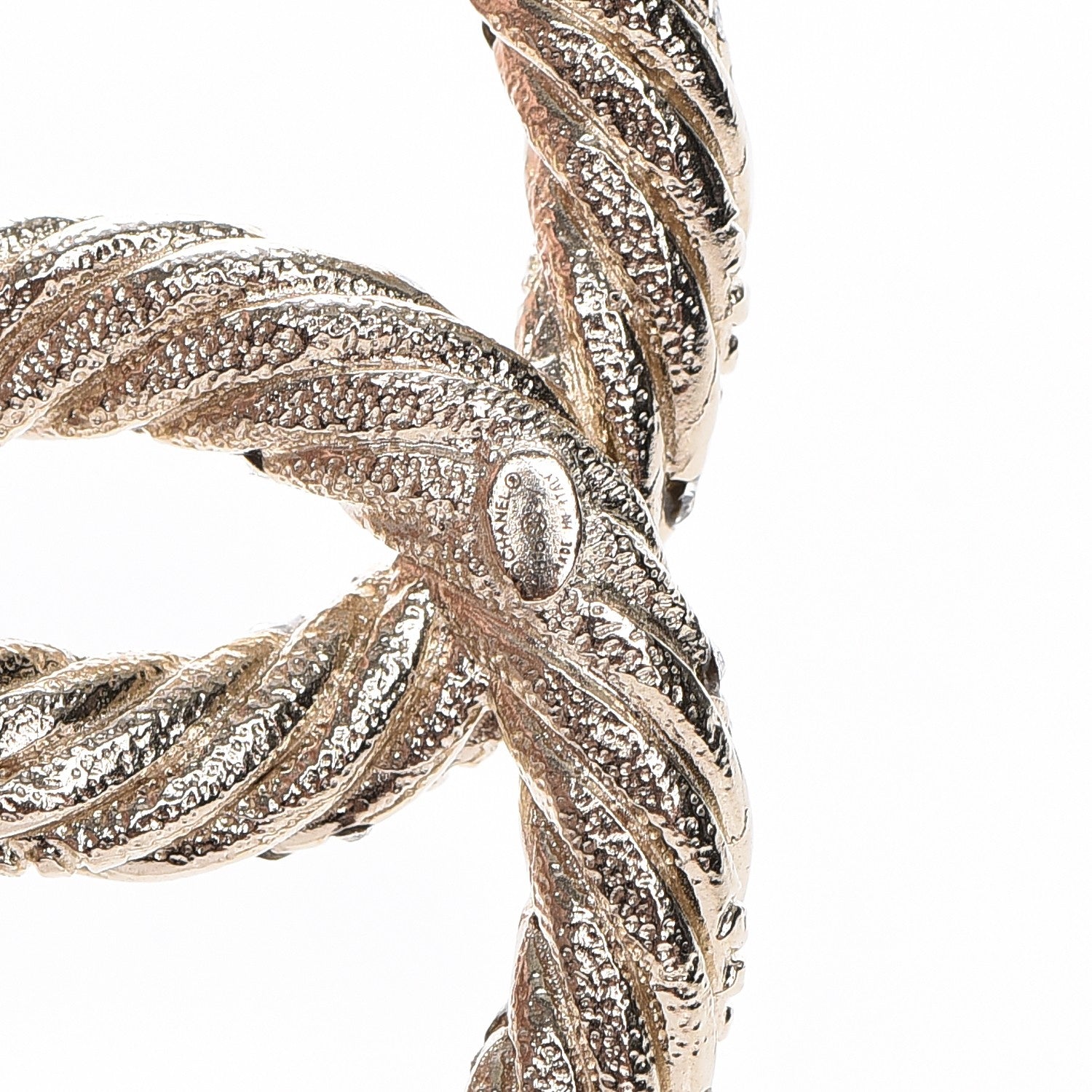 Chanel Crystal Twisted CC Brooch Light Gold 9 of 10