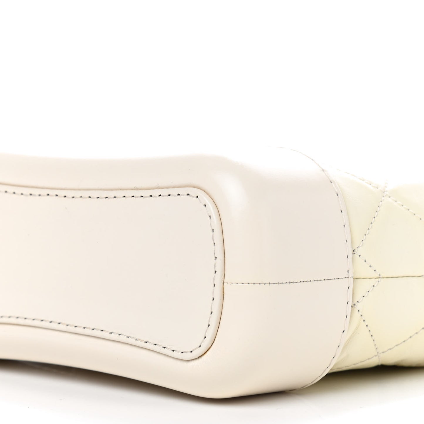 Aged Calfskin Quilted Small Gabrielle Hobo White