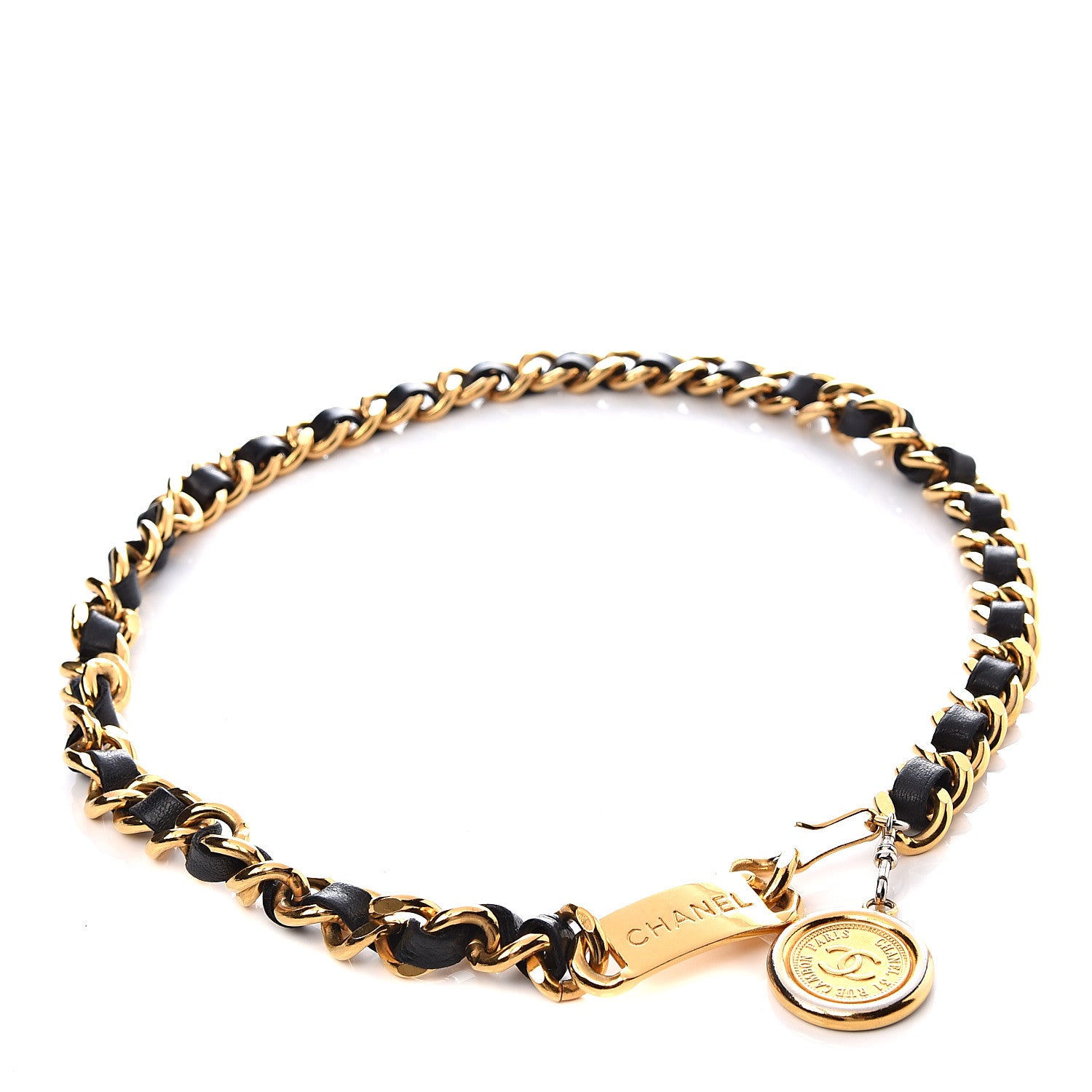 Chanel Lambskin Chain CC Medallion Belt Black Gold 1 of 3