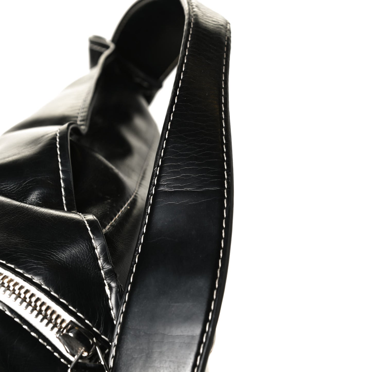 Calfskin Large Cire Zip Hobo Black