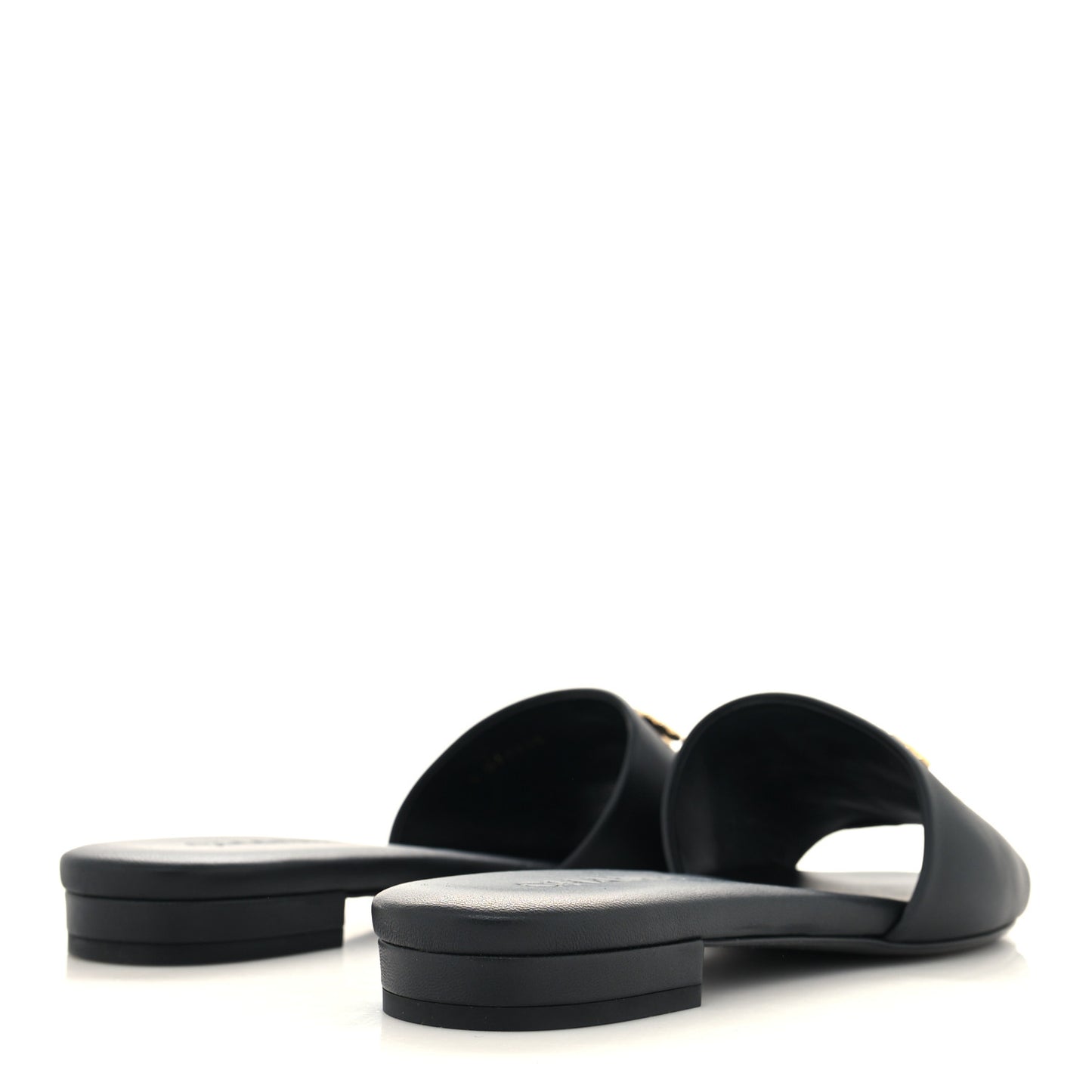 Lambskin Enamel CC Mules 37.5 Black