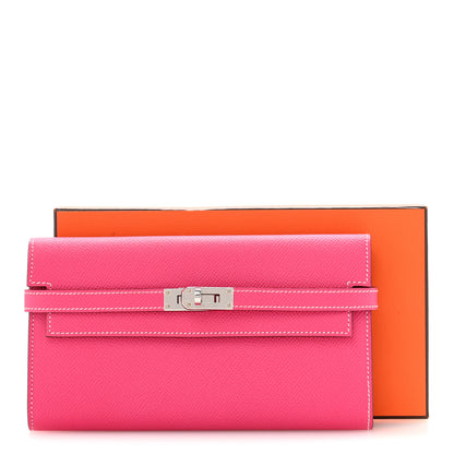 Hermes Epsom Kelly Longue Wallet Rose Tyrien 10 of 10