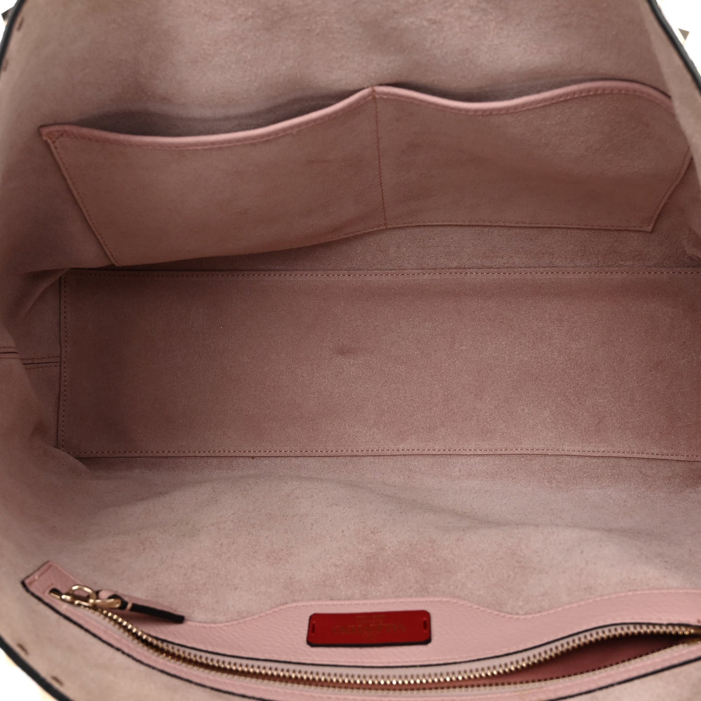 Grained Calfskin Rockstud Shoulder Tote Water Rose