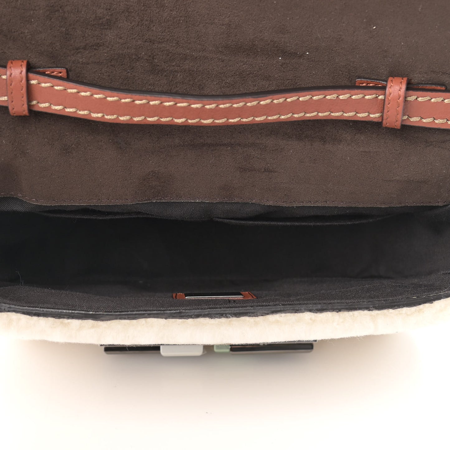 Shearling Vitello Dolce 3Baguette Shoulder Bag Beige