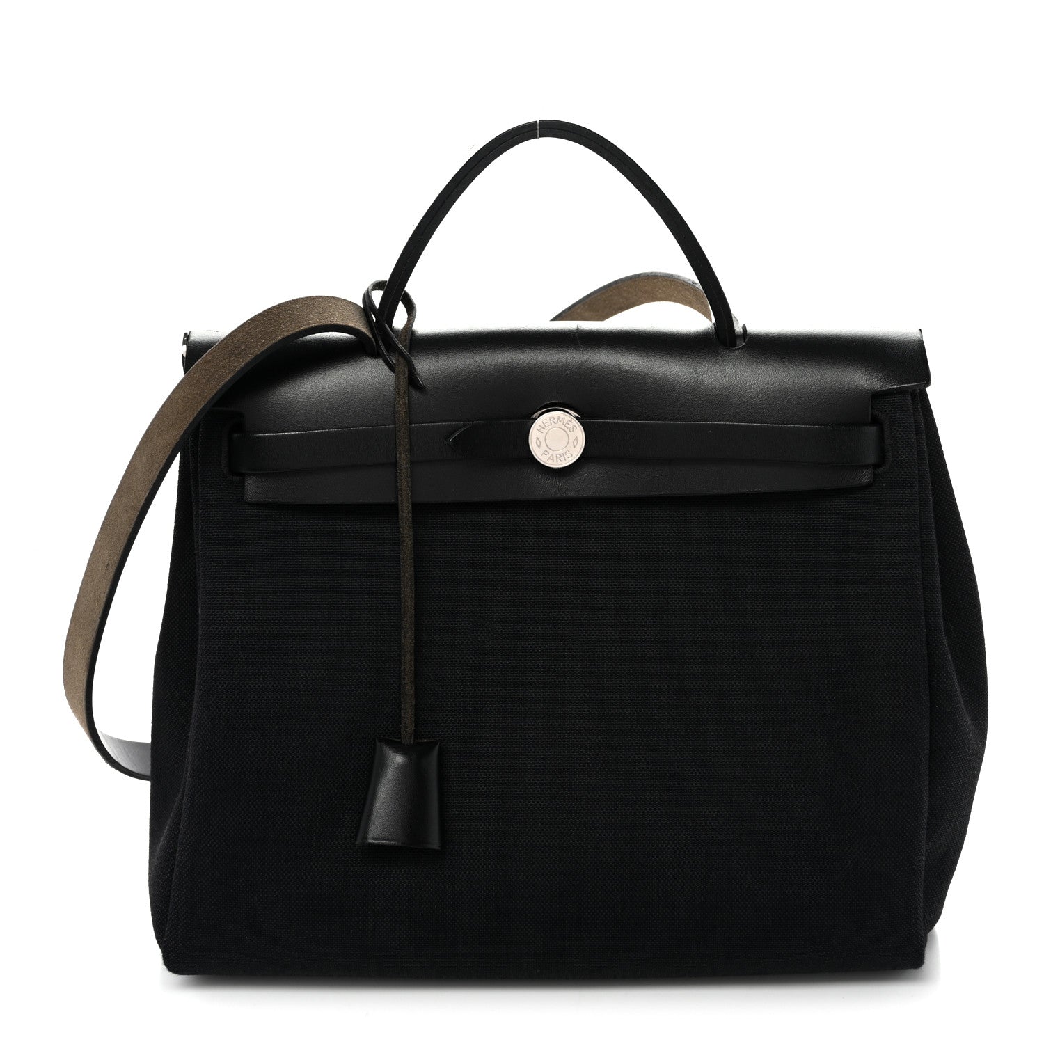 Hermes Military Toile Vache Hunter Herbag Zip Retourne 31 PM Black 1 of 11
