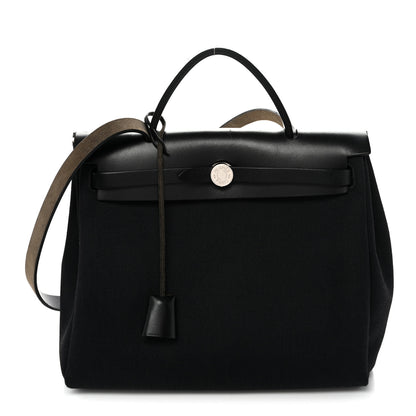 Hermes Military Toile Vache Hunter Herbag Zip Retourne 31 PM Black 1 of 11