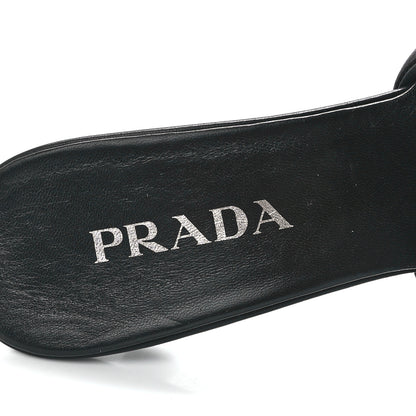 Prada Nappa Soft Padded Metal Triangle Logo 65mm Slide Sandals 41 Black 7 of 9