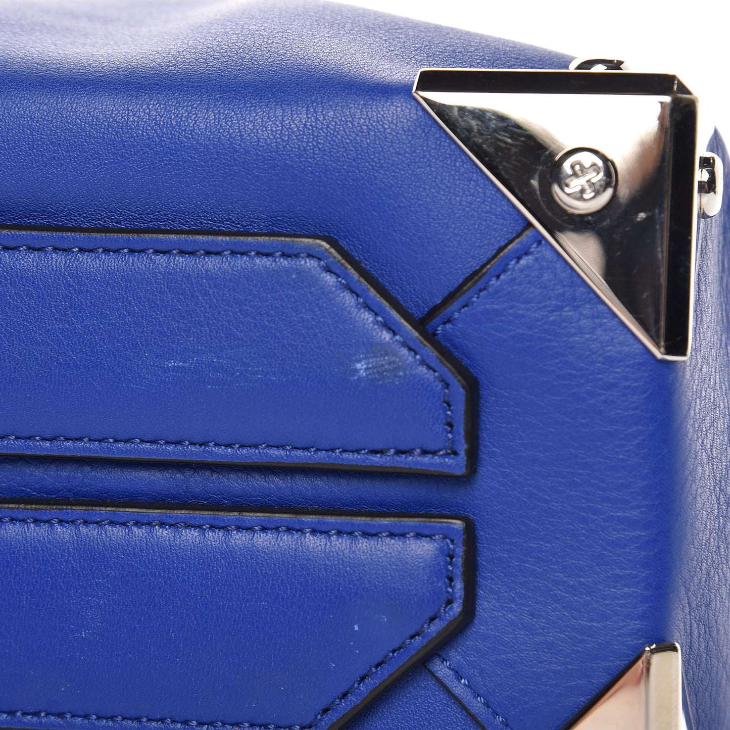 Pebbled Calfskin Prisma Skeletal Tote Azure