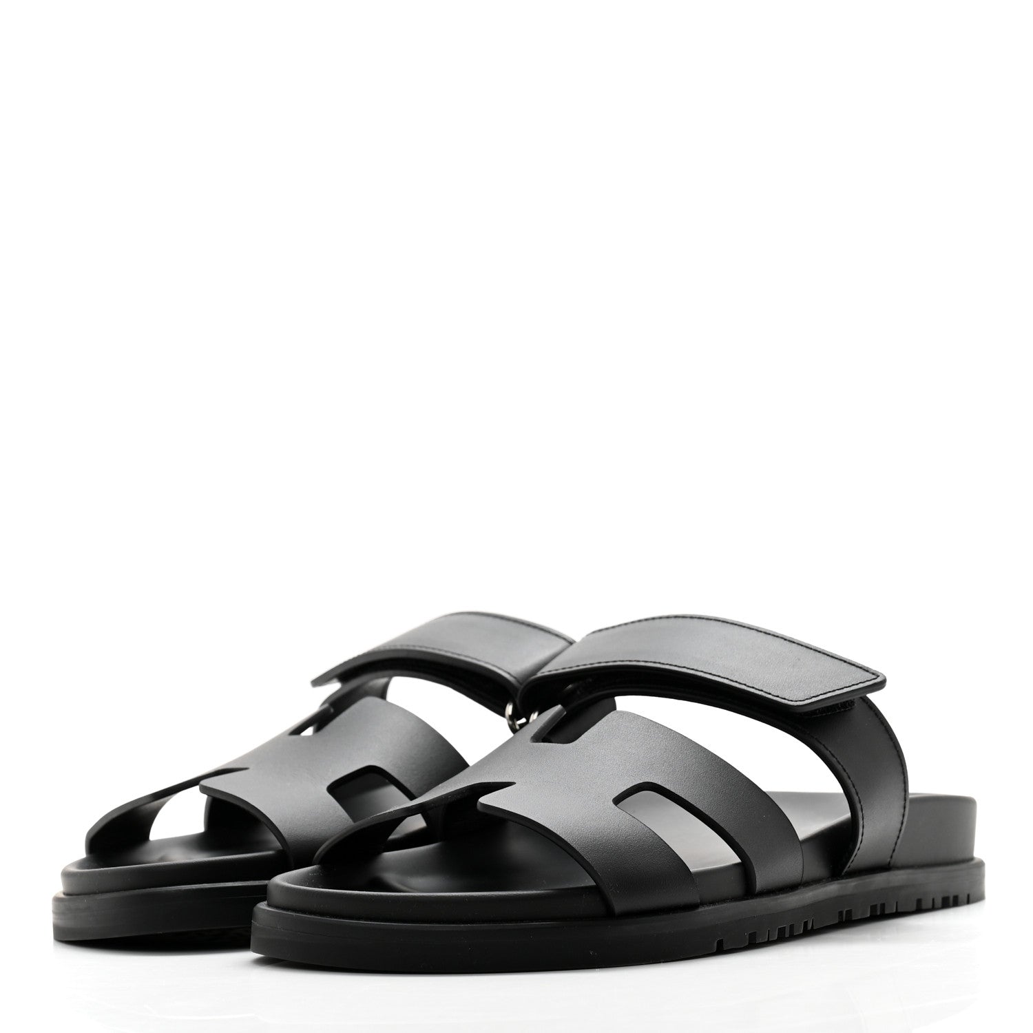 Hermes Calfskin Womens Chypre Sandals 36.5 Black 3 of 9