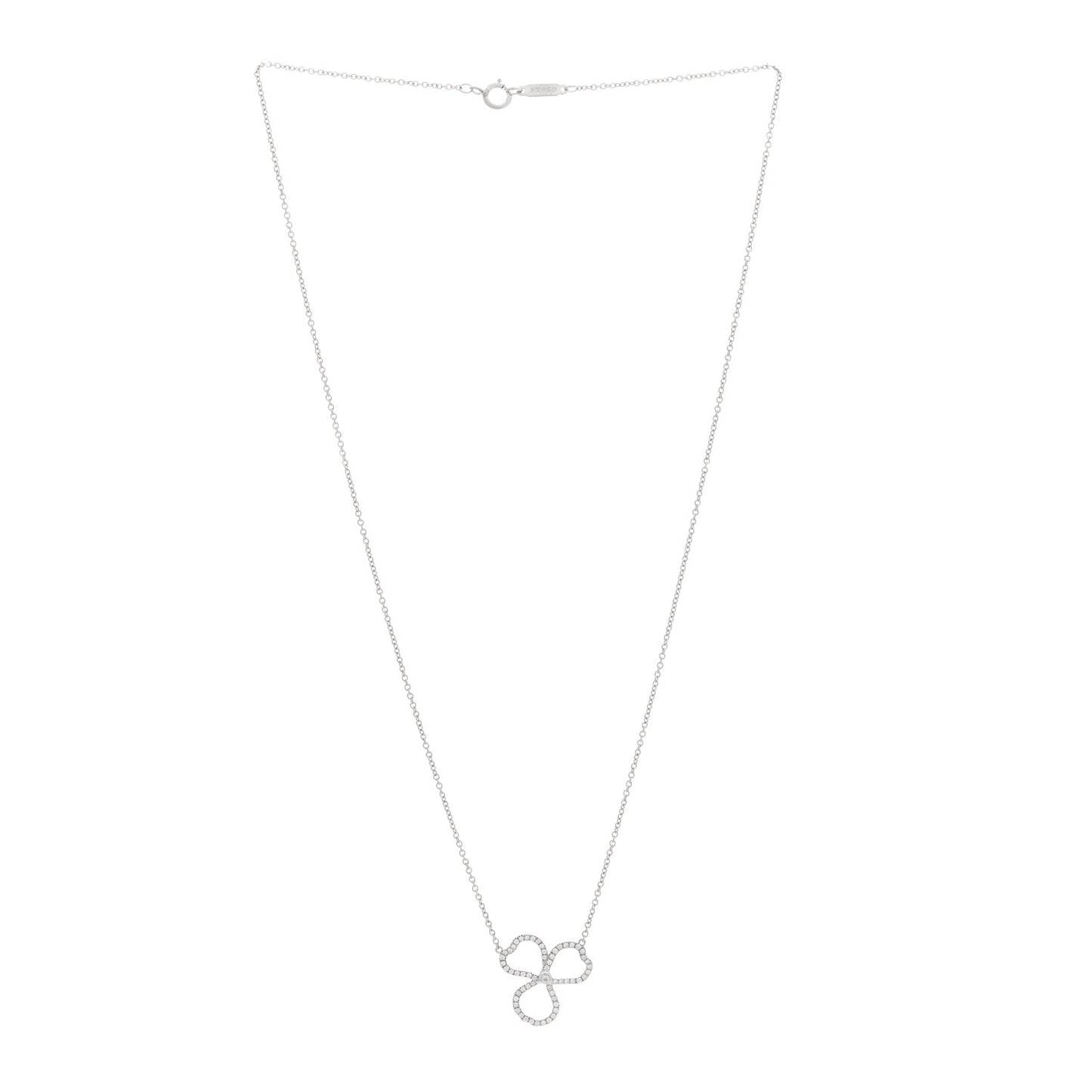 Platinum Diamond Small Paper Flowers Pendant Necklace