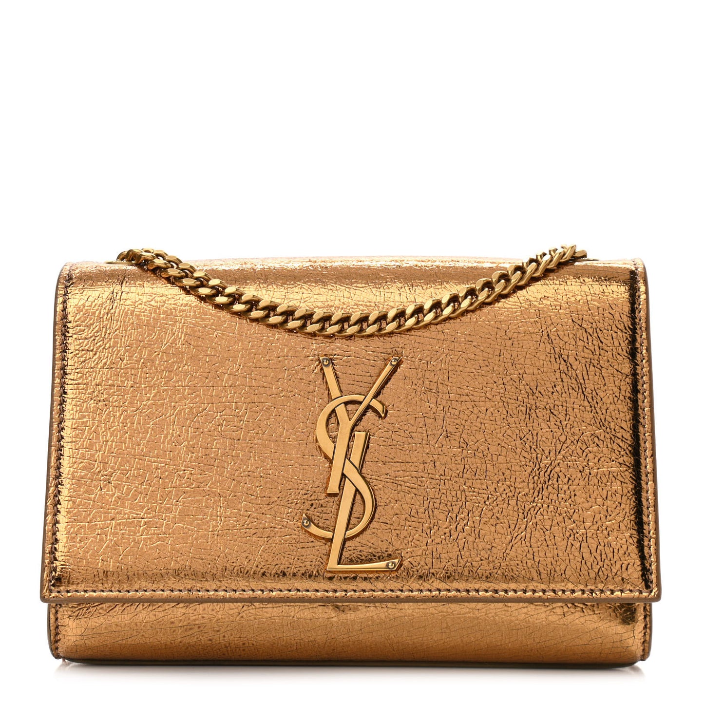 Metallic Calfskin Small Classic Monogram Kate Satchel Bronze