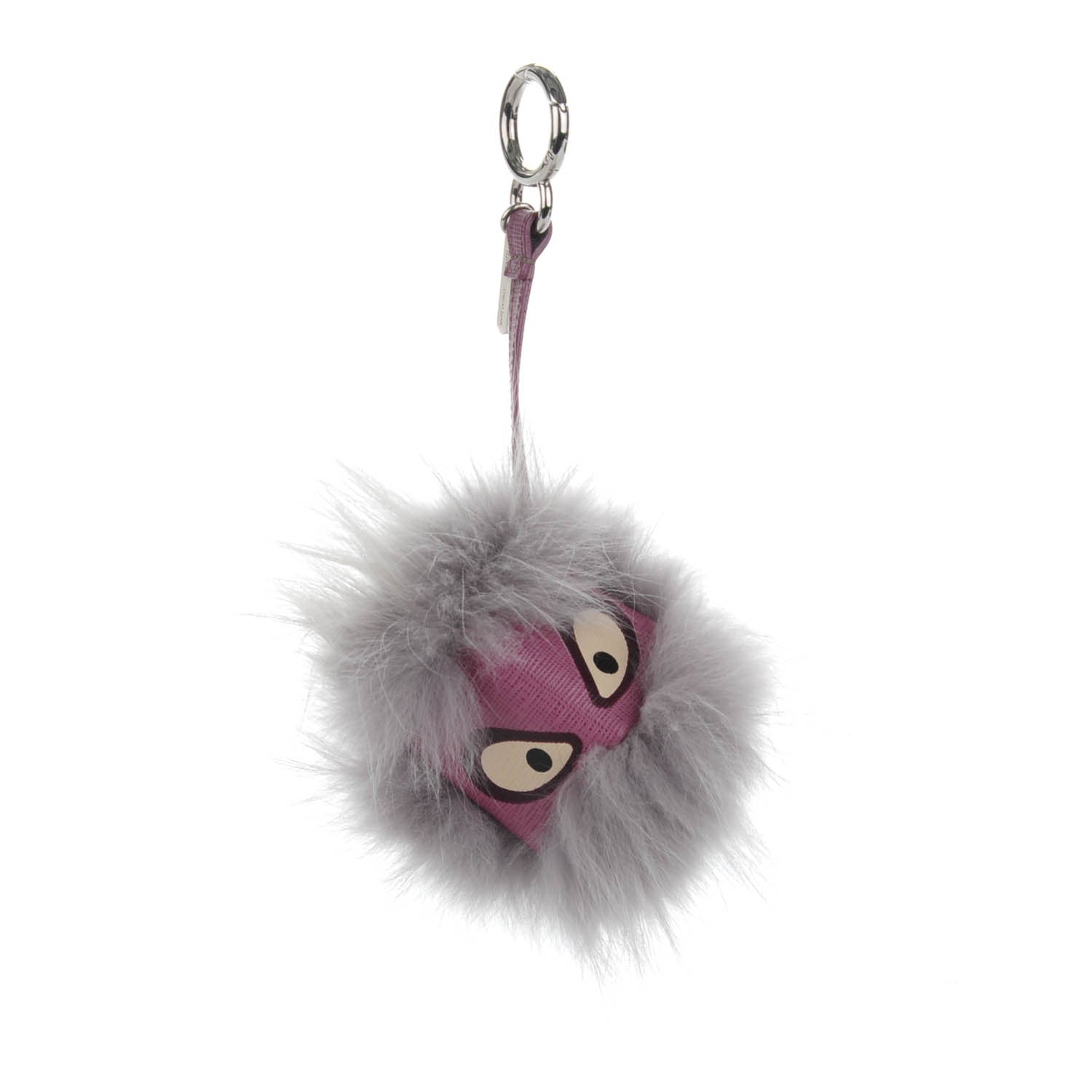 Fendi Fox Fur Jessy Jr Monster Bag Bug Charm Lilla Multicolor Perla 1 of 4