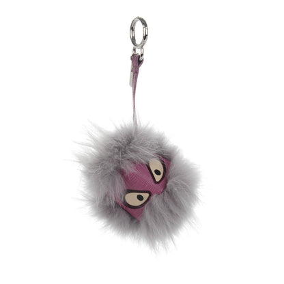 Fendi Fox Fur Jessy Jr Monster Bag Bug Charm Lilla Multicolor Perla 1 of 4