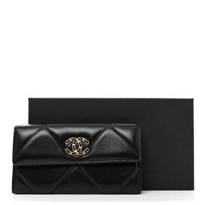 Chanel Lambskin Quilted Chanel 19 Flap Wallet Black 3 of 9