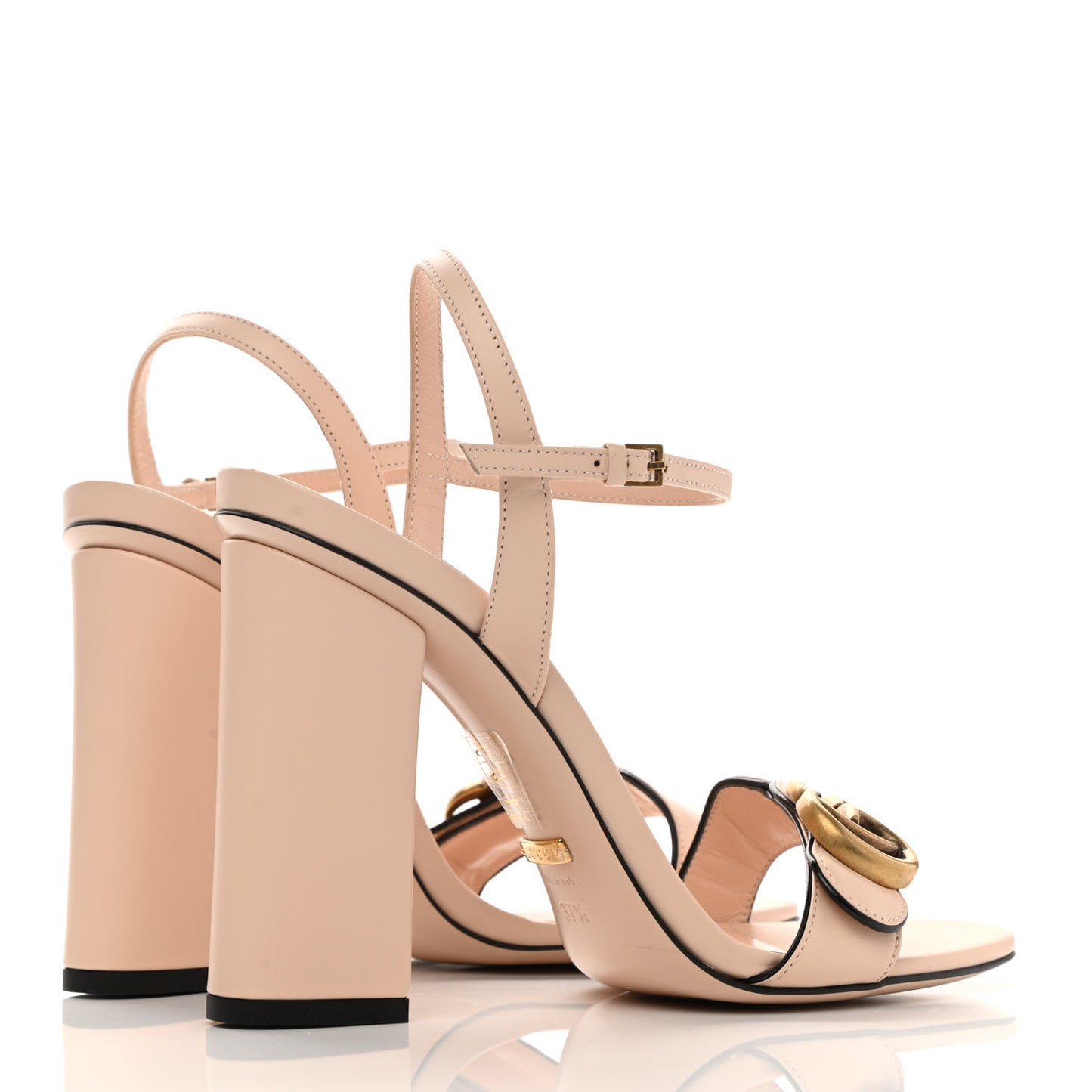 Lifford Calfskin GG Marmont Ankle Wrap 105mm Sandals 37.5 Skin Rose
