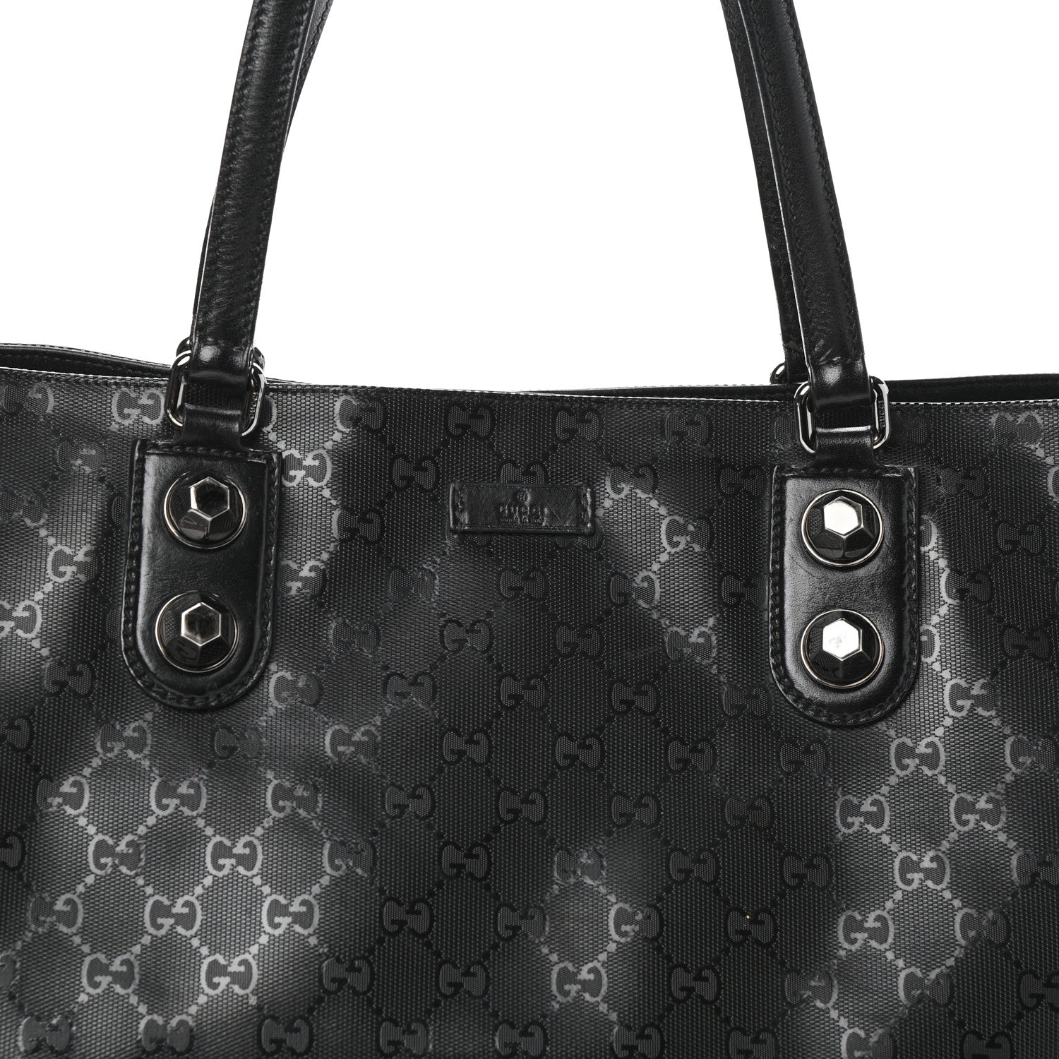 Gucci Imprime Monogram Medium Studded Tote Black 7 of 9