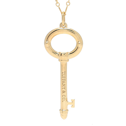 Tiffany 18K Yellow Gold Oval Key Pendant Link Necklace 3 of 5