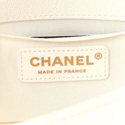 Chanel Caviar Chevron Quilted Small Boy Flap White 6 of 9