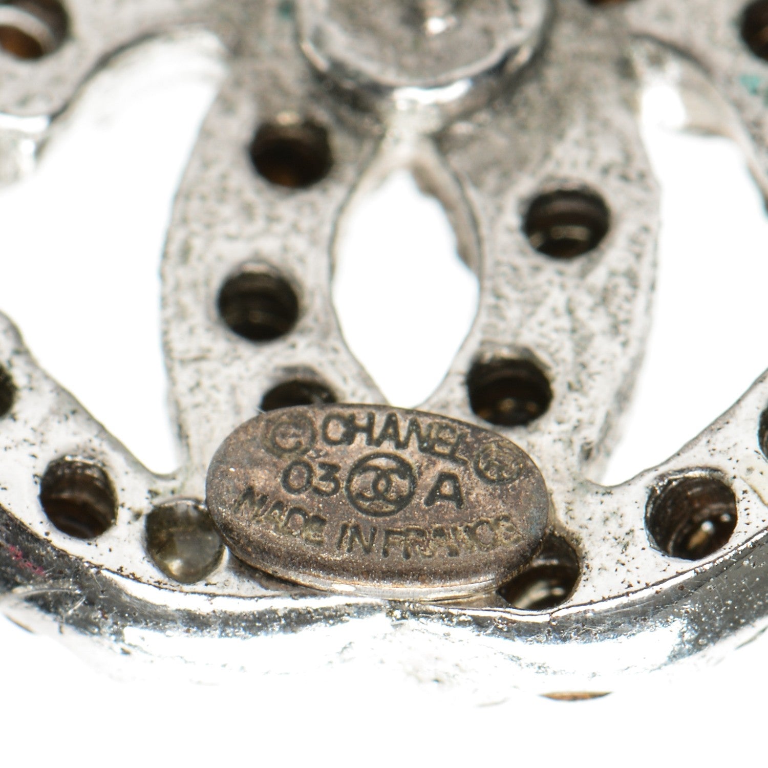 Chanel Crystal Mini Timeless CC Earrings Silver 4 of 4