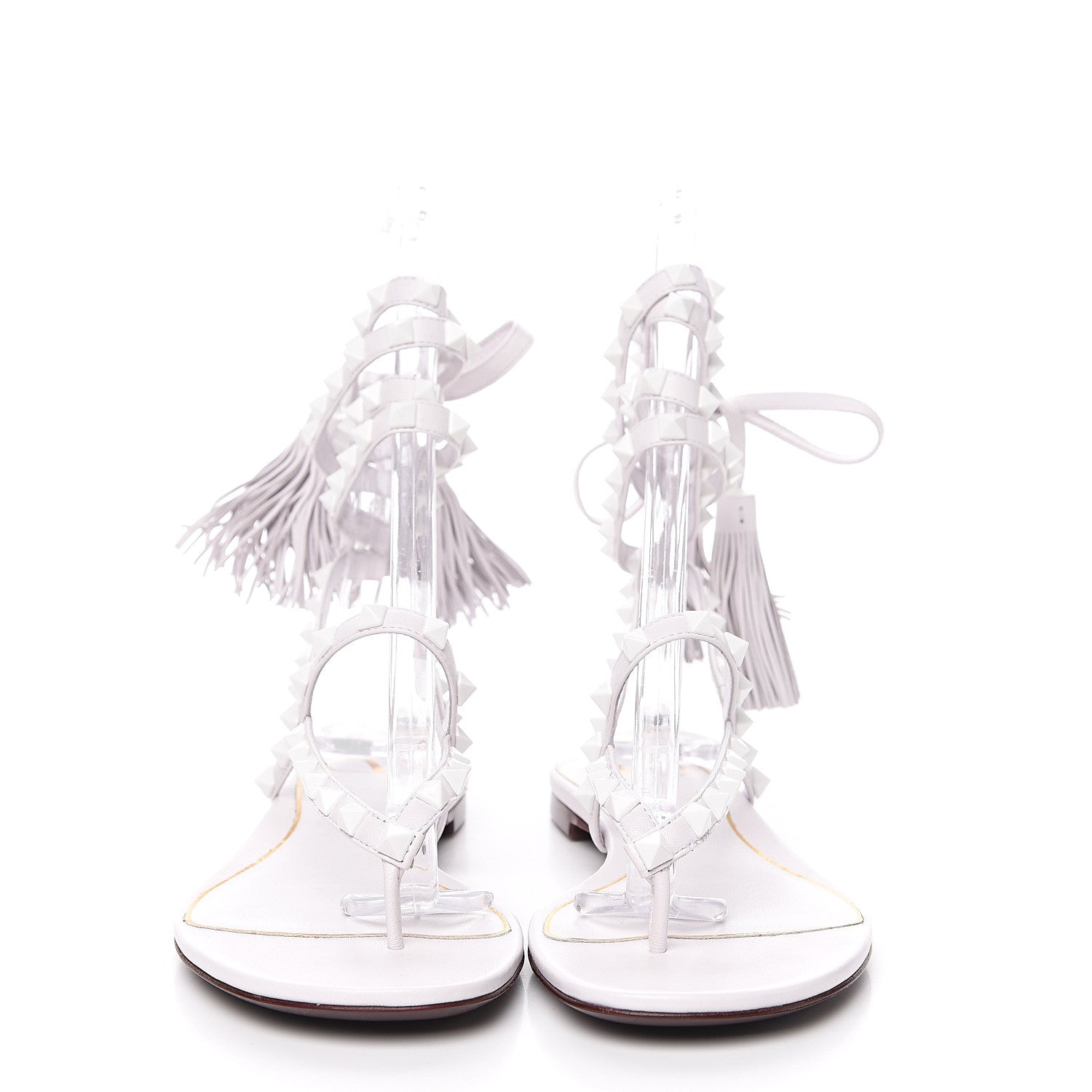 Valentino Garavani Calfskin Rockstud Wraparound Sandals 37.5 White 2 of 9