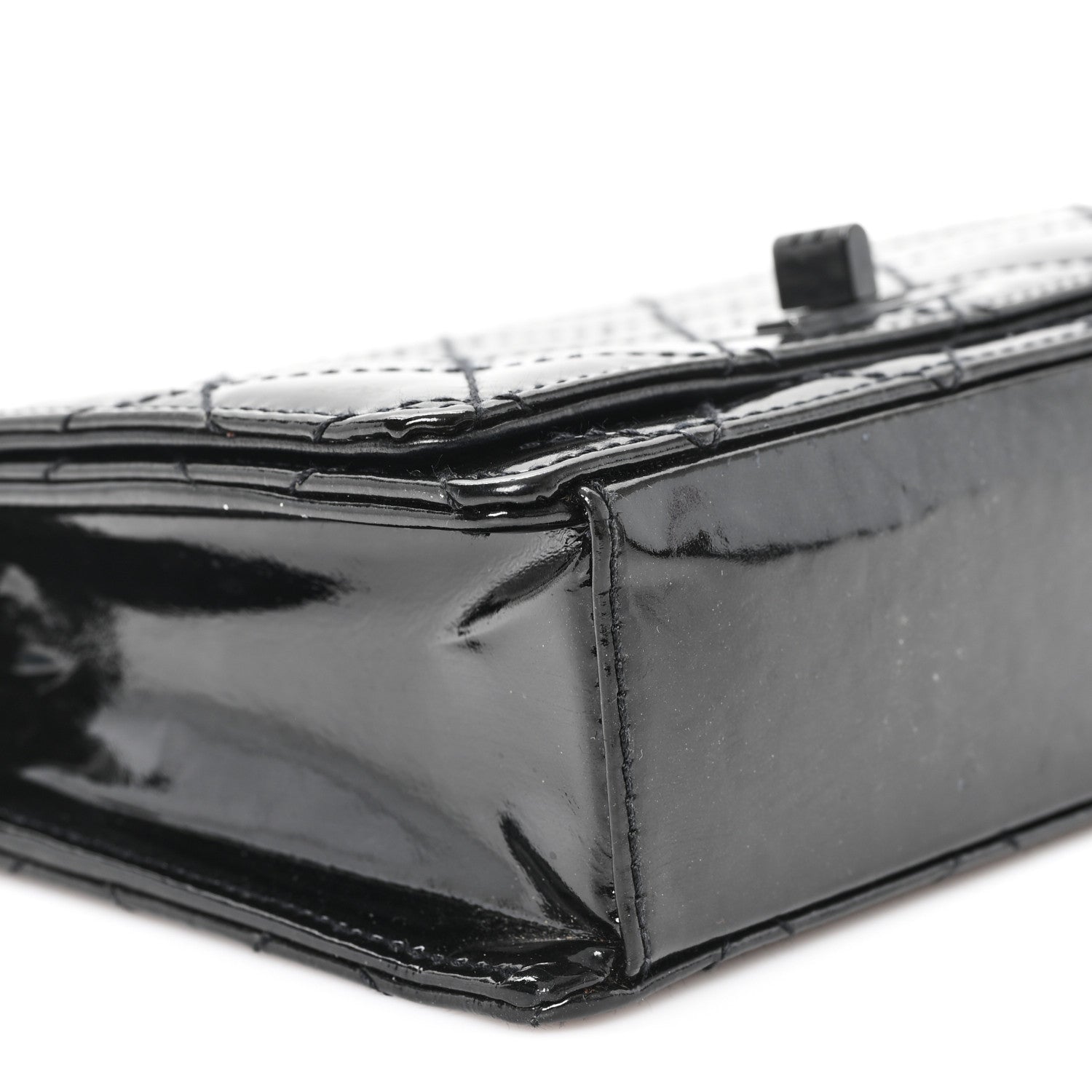Chanel Patent Calfskin Quilted Reissue Mini Wallet On Chain So Black 10 of 13