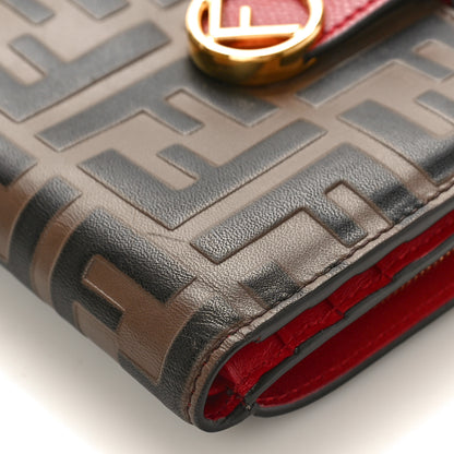 Fendi Vitello Cruise F is Fendi Bi-Color FF 1974 Embossed Compact Wallet Maya Black Fragola 7 of 19