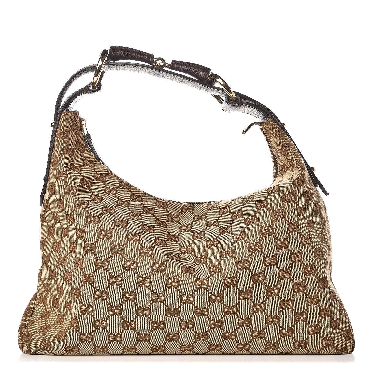Gucci Monogram Medium Horsebit Chain Hobo Dark Brown 1 of 7