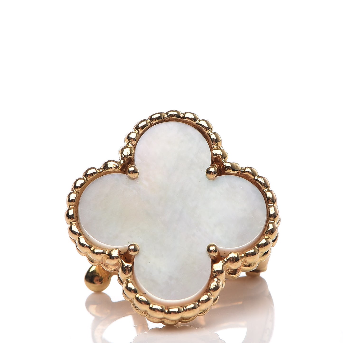 18K Yellow Gold Mother of Pearl Vintage Alhambra Earrings