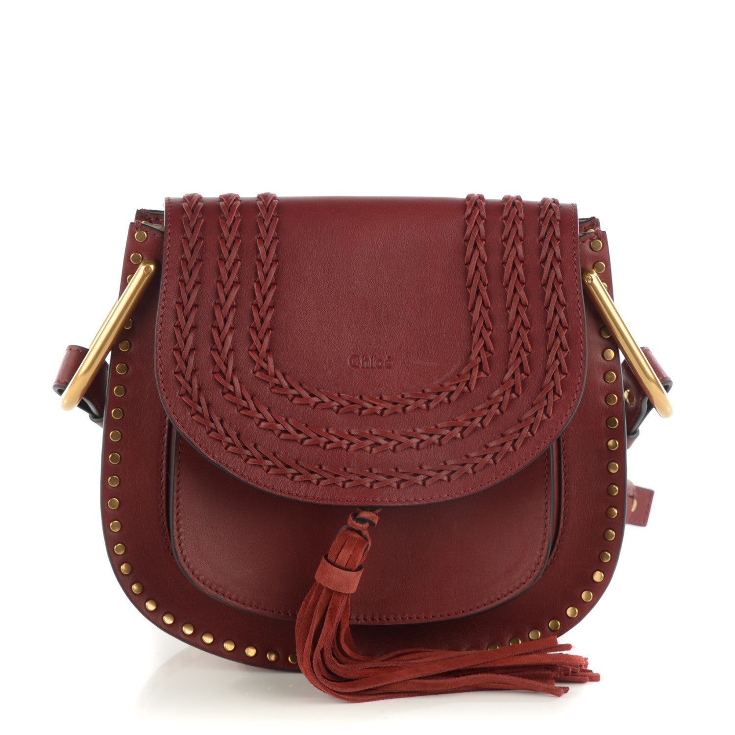 Chloe Calfskin Braided Small Hudson Shoulder Bag Sienna Red 1 of 7