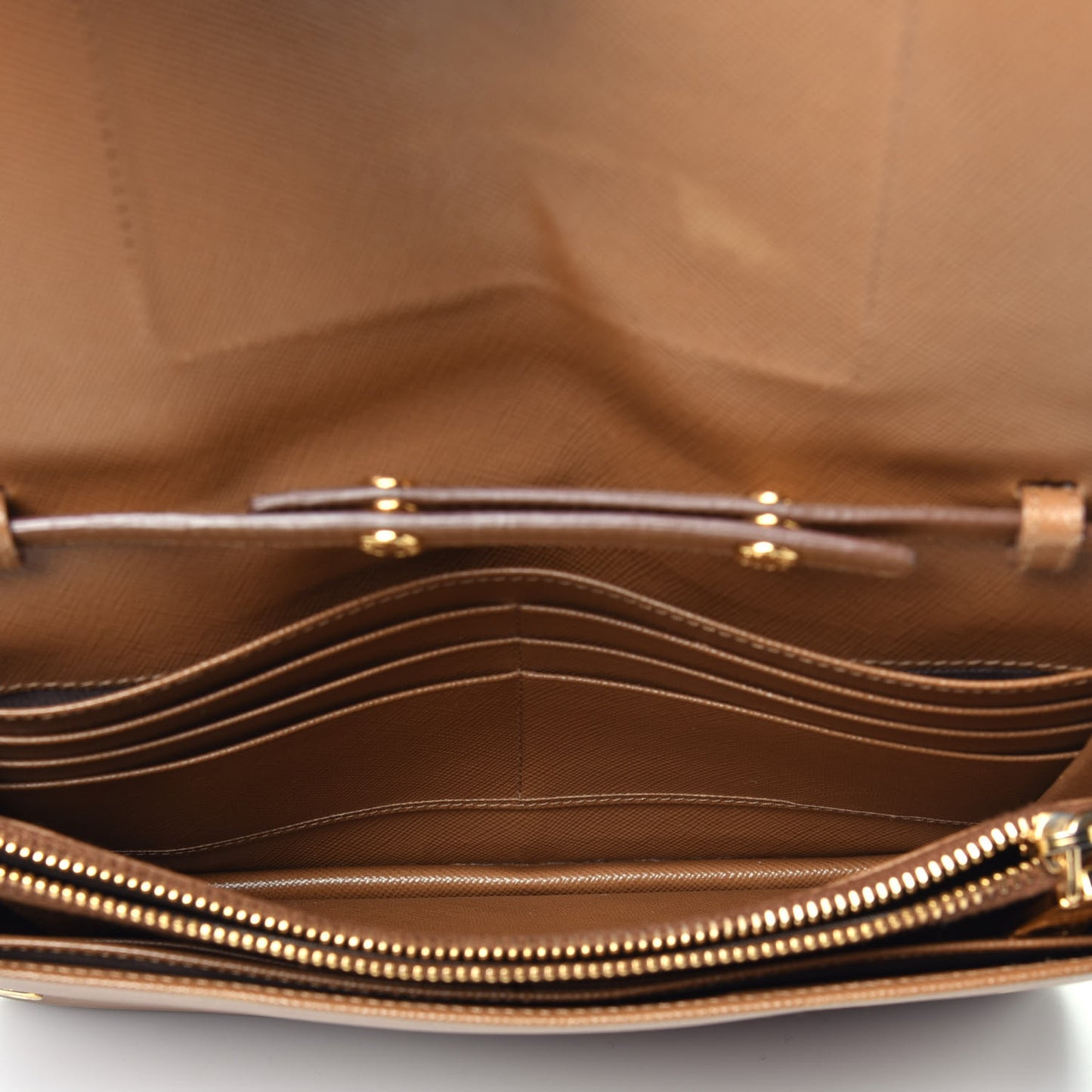 Saffiano Metal Large Chain Wallet Caramel