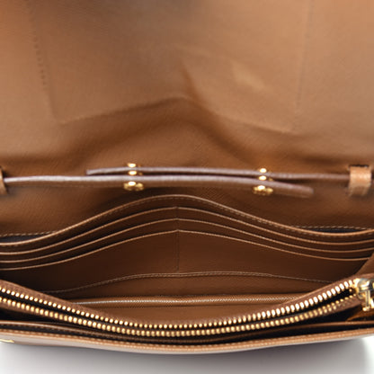 Prada Saffiano Metal Large Chain Wallet Caramel 5 of 10