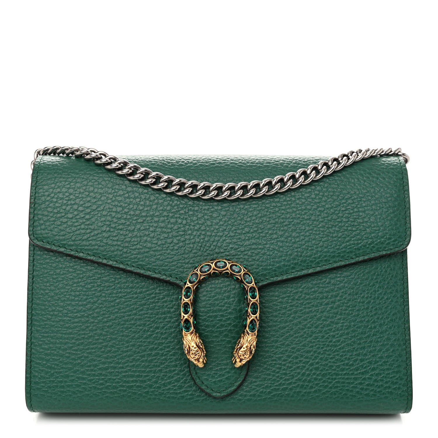 Gucci Calfskin Mini Dionysus Chain Wallet Emerald 1 of 9
