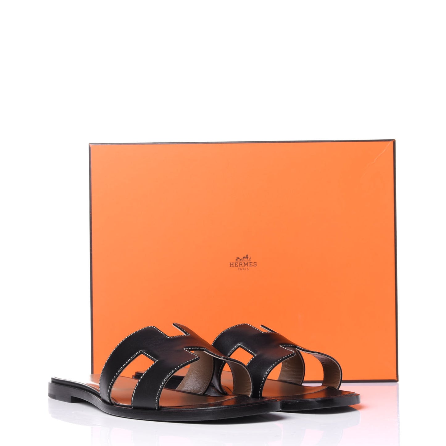 Box Calfskin Oran Sandals 38.5 Black