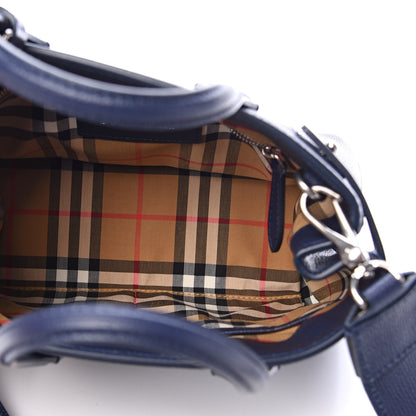 Burberry Grainy Calfskin House Check Small Banner Tote Regency Blue 4 of 10