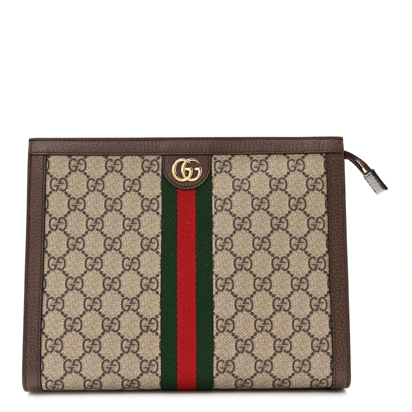 GG Supreme Monogram Web Ophidia Pouch Brown