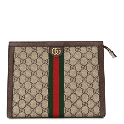 Gucci GG Supreme Monogram Web Ophidia Pouch Brown 1 of 10