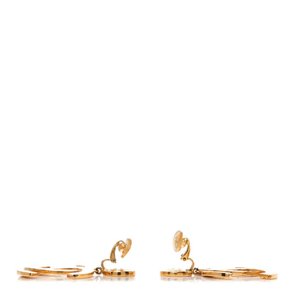 Chanel Metal Large Paris Button Clip On Earrings Gold 3 of 4