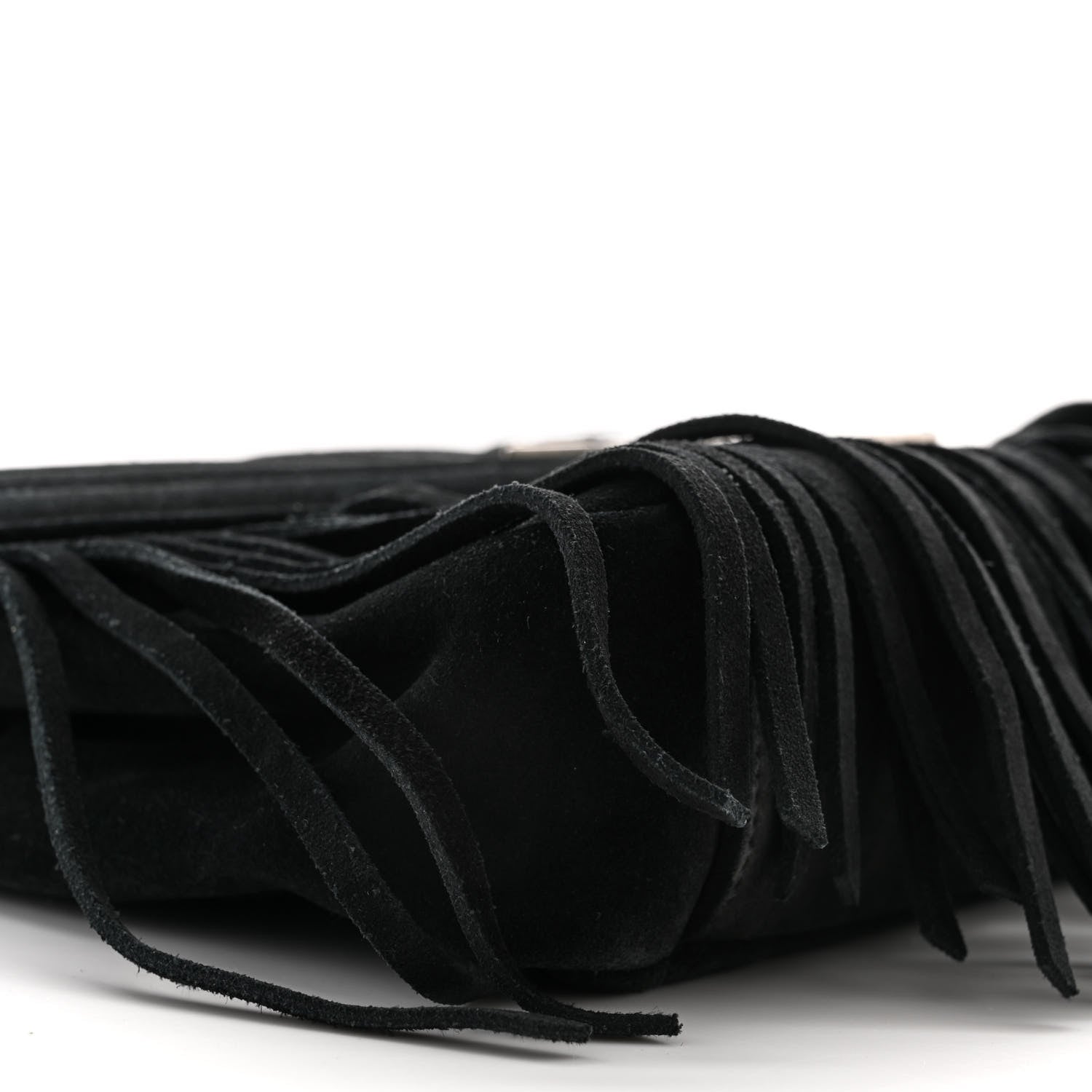 Saint Laurent Suede Matelasse Chevron Fringe Monogram Medium College Bag Black 9 of 11