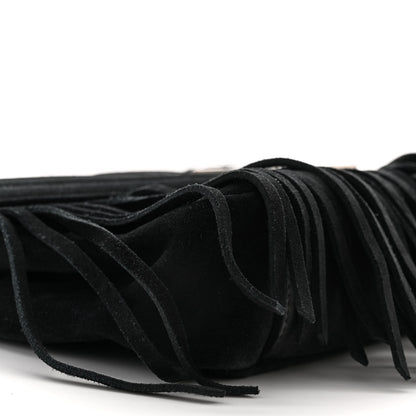 Saint Laurent Suede Matelasse Chevron Fringe Monogram Medium College Bag Black 9 of 11