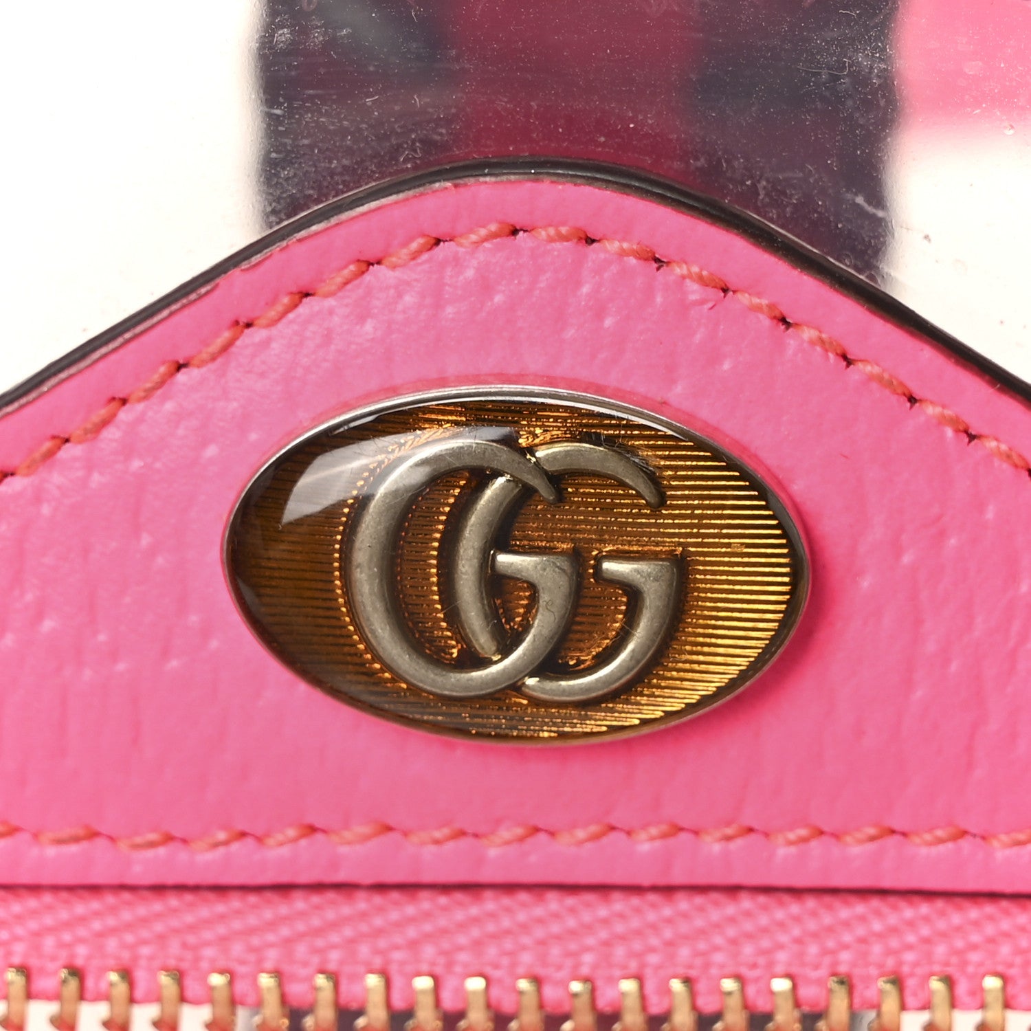 Gucci Vinyl Web Mini Ophidia Transparent Shoulder Bag Fluorescent Fuchsia 6 of 9