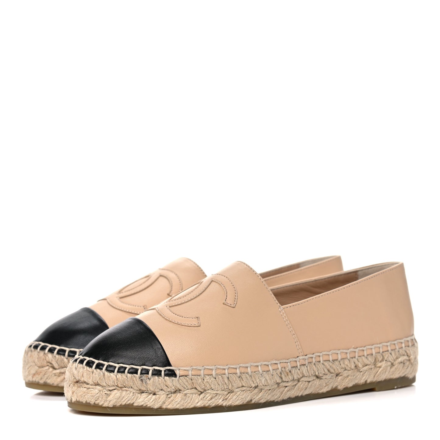 Lambskin CC Espadrilles 35 Beige Black