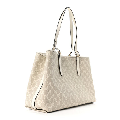 Gucci GG Supreme Monogram Emblem Large Tote Bag  Mystic White Oatmeal 3 of 9