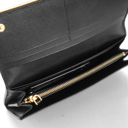 Prada Saffiano Metal Bar Flap Wallet Black 5 of 6