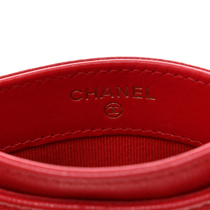 Chanel Caviar Quilted Crystal Enamel CC Card Holder Red 6 of 10